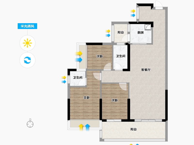 广东省-惠州市-隆生西江花园-97.00-户型库-采光通风