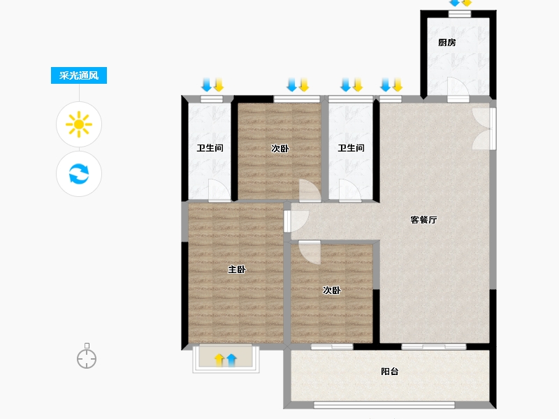 陕西省-渭南市-渭南宏帆人和府-110.00-户型库-采光通风