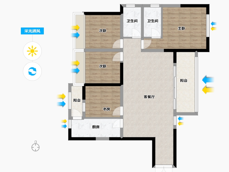 四川省-成都市-中港壹号-116.00-户型库-采光通风