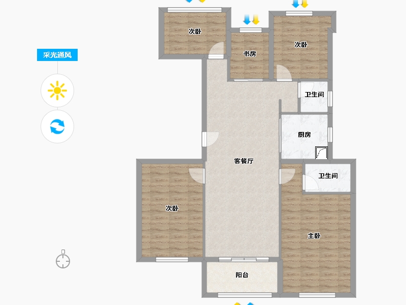 湖北省-襄阳市-外滩云锦-127.00-户型库-采光通风