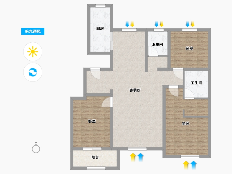 山东省-德州市-夏津县棚户区椅子张片区(二期)-105.00-户型库-采光通风