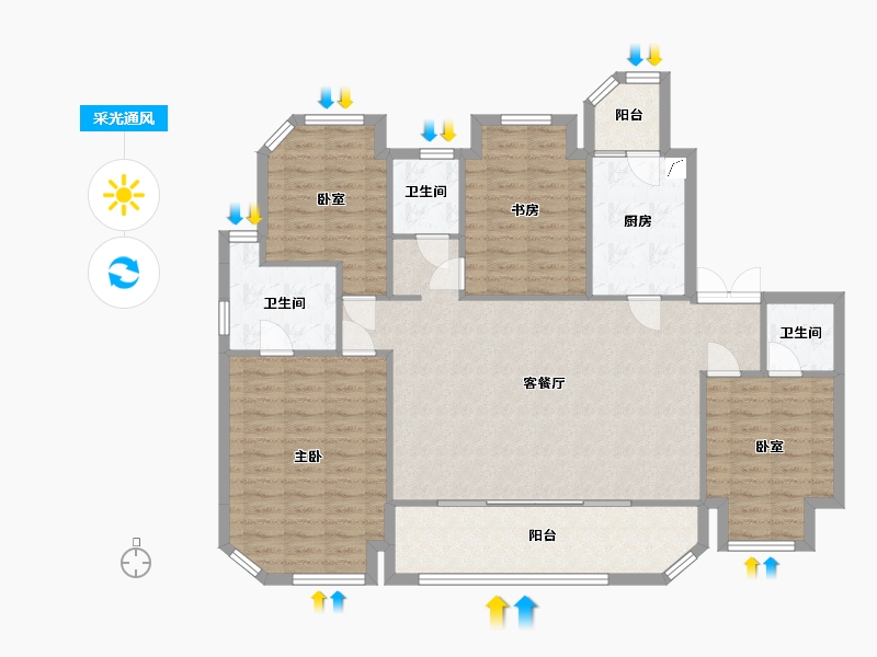 重庆-重庆市-中粮·天悦壹号-118.00-户型库-采光通风