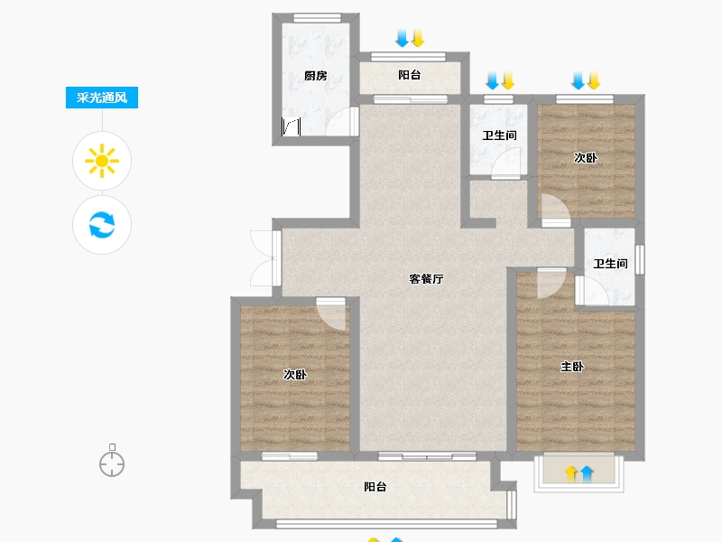 山东省-临沂市-泰鑫御园-125.00-户型库-采光通风