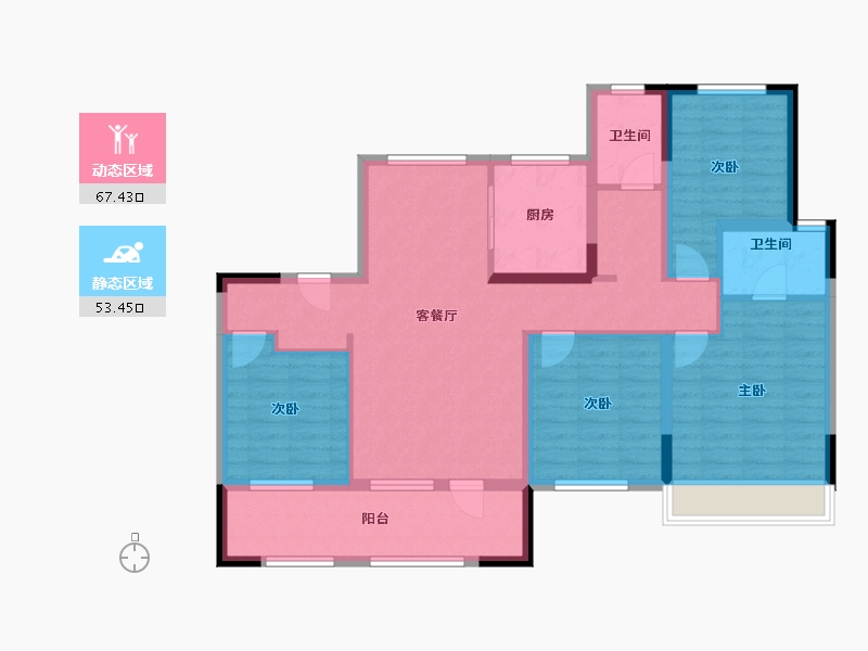 宁夏回族自治区-银川市-世茂铂悦府-145.00-户型库-动静分区