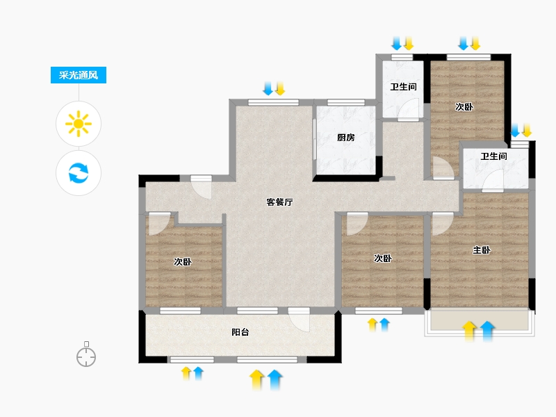 宁夏回族自治区-银川市-世茂铂悦府-145.00-户型库-采光通风