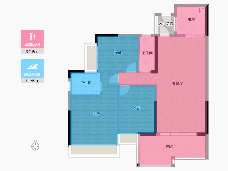 广东省-清远市-东域嘉园7座样板房-82.00-户型库-动静分区