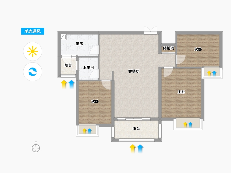 湖北省-咸宁市-名门首府-90.00-户型库-采光通风