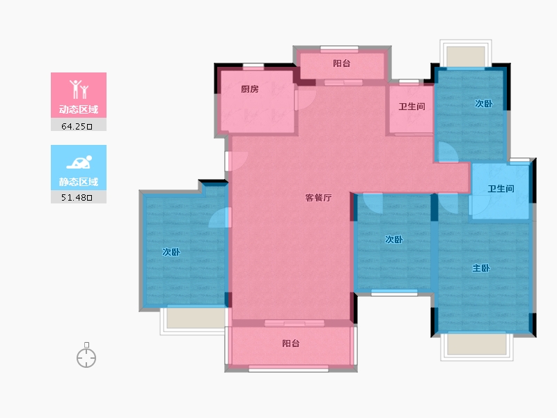 江西省-九江市-温泉小镇营销中心-104.00-户型库-动静分区