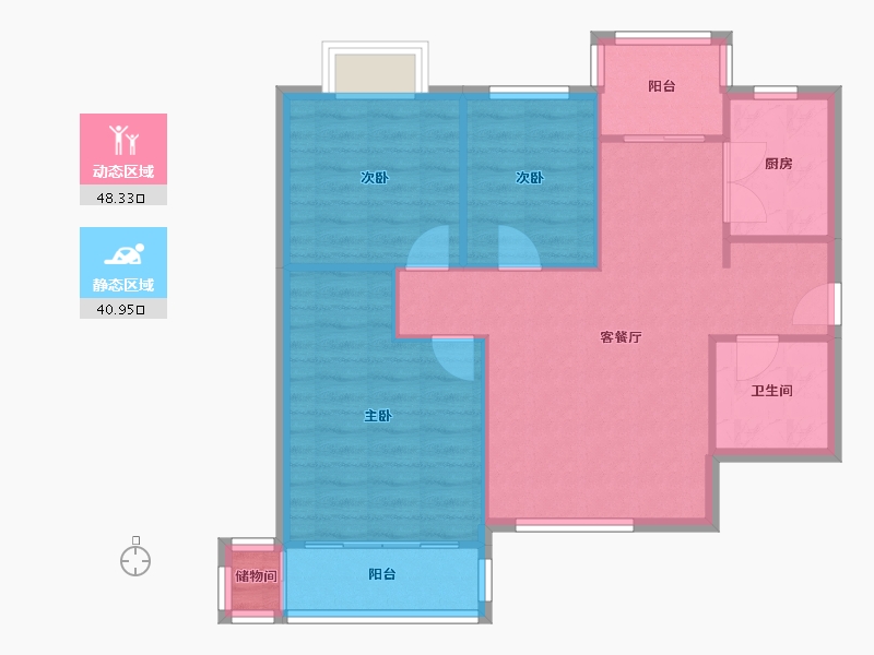 陕西省-西安市-文景小区西区-100.00-户型库-动静分区