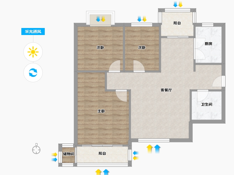 陕西省-西安市-文景小区西区-100.00-户型库-采光通风