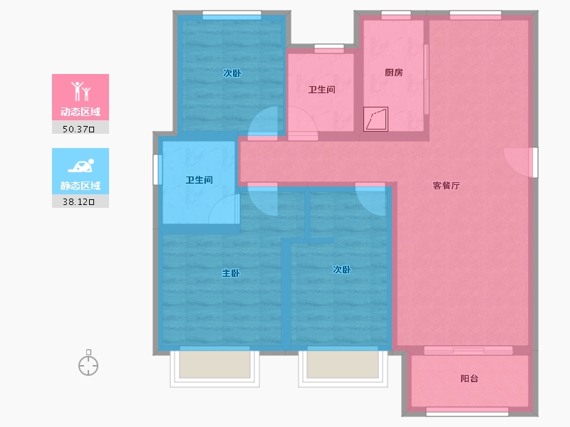 河北省-石家庄市-融创臻园壹号-90.00-户型库-动静分区