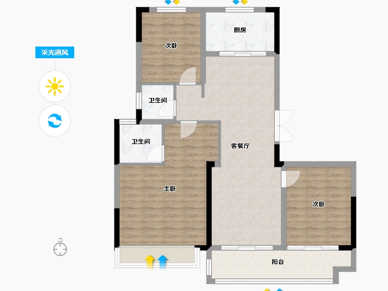 河南省-南阳市-中梁江山印-104.00-户型库-采光通风