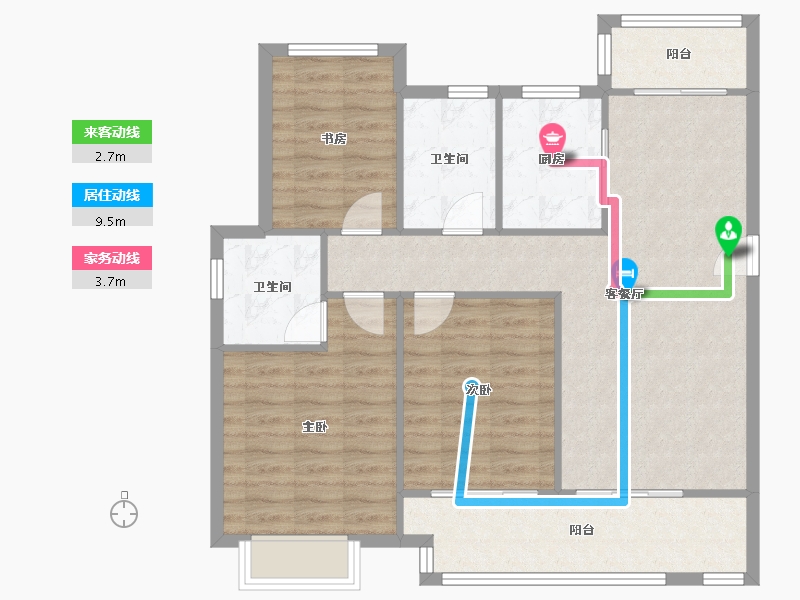 江苏省-苏州市-新城珺未来花苑3期-94.69-户型库-动静线