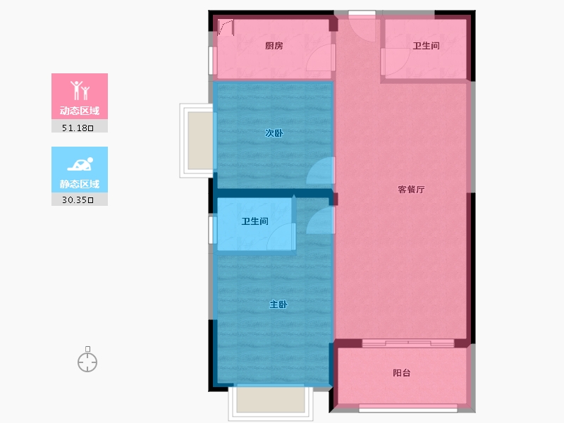 福建省-泉州市-泉州高铁阳光花园-77.68-户型库-动静分区