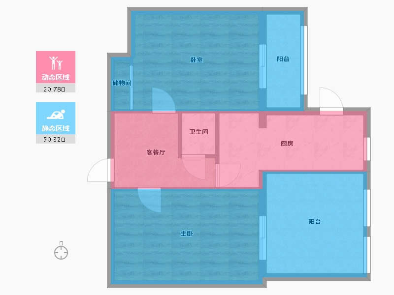 北京-北京市-农光里-61.00-户型库-动静分区