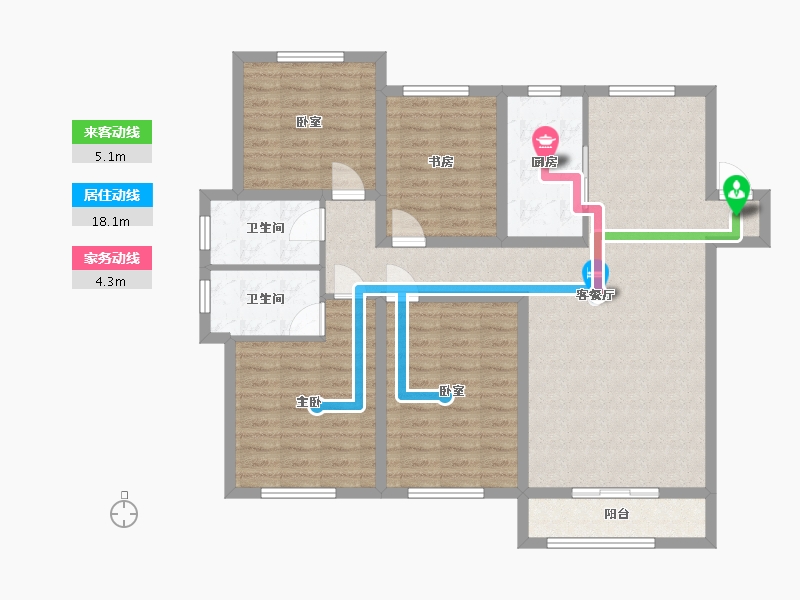 山东省-滨州市-九龙湖1号-135.00-户型库-动静线