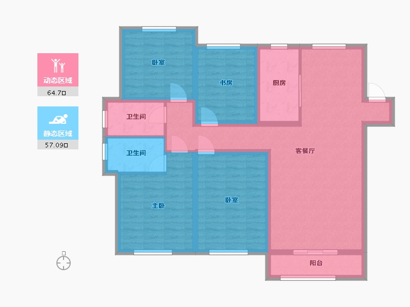 山东省-滨州市-九龙湖1号-135.00-户型库-动静分区