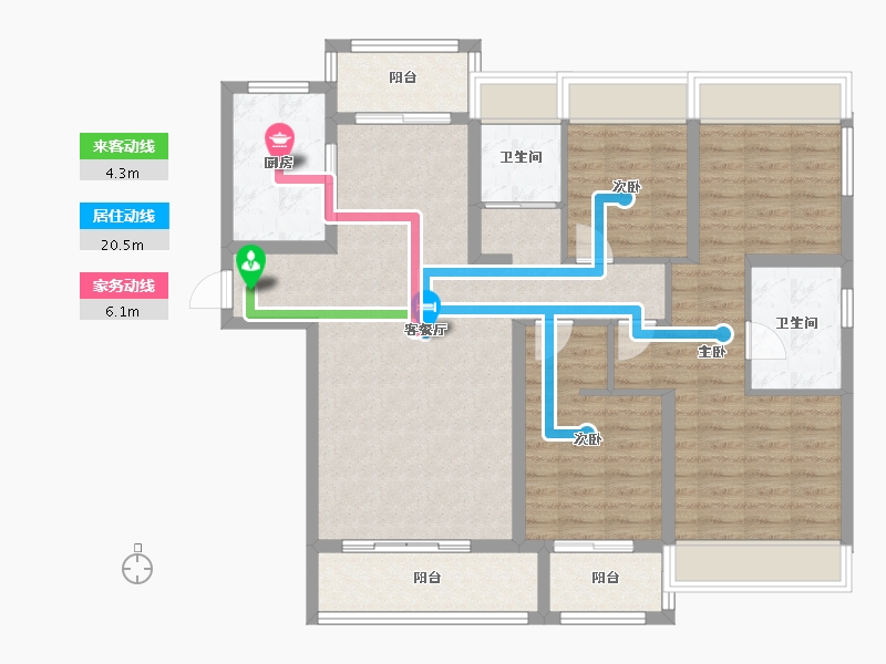 湖南省-衡阳市-衡阳碧桂园华新时代-109.00-户型库-动静线