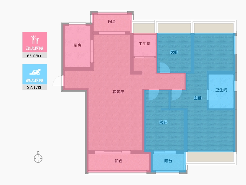 湖南省-衡阳市-衡阳碧桂园华新时代-109.00-户型库-动静分区