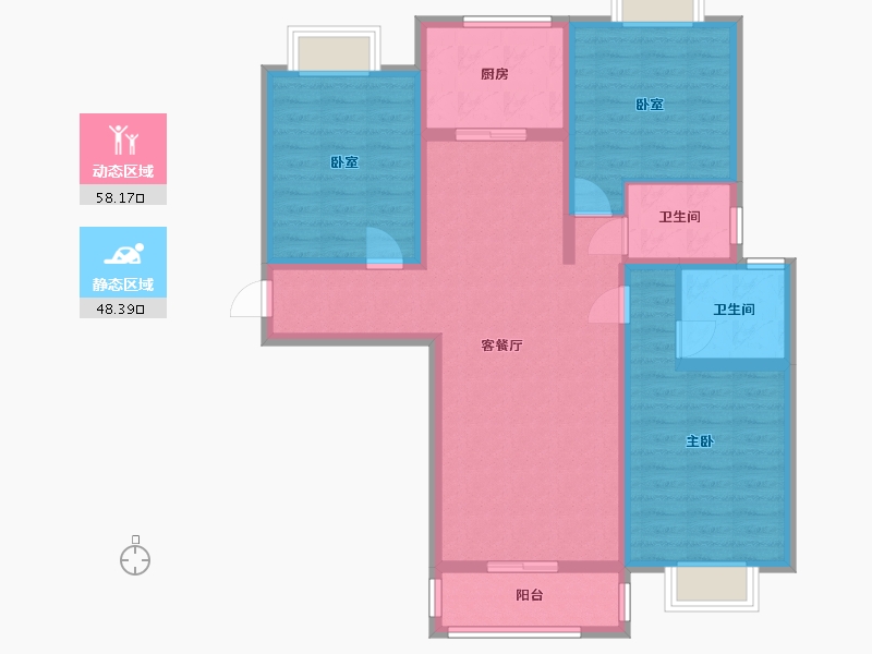 陕西省-渭南市-秦正·阳光城-109.00-户型库-动静分区