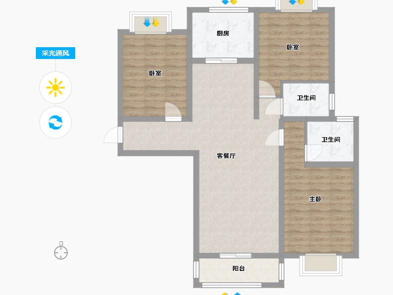 陕西省-渭南市-秦正·阳光城-109.00-户型库-采光通风