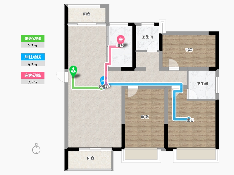 河南省-郑州市-法兰原著·半岛-90.00-户型库-动静线