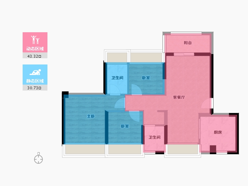 广东省-深圳市-佳兆业樾伴山花园-64.94-户型库-动静分区