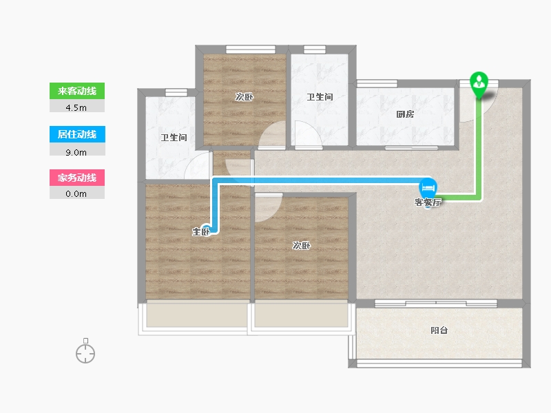 江苏省-苏州市-万科·锦上和风华苑-84.00-户型库-动静线