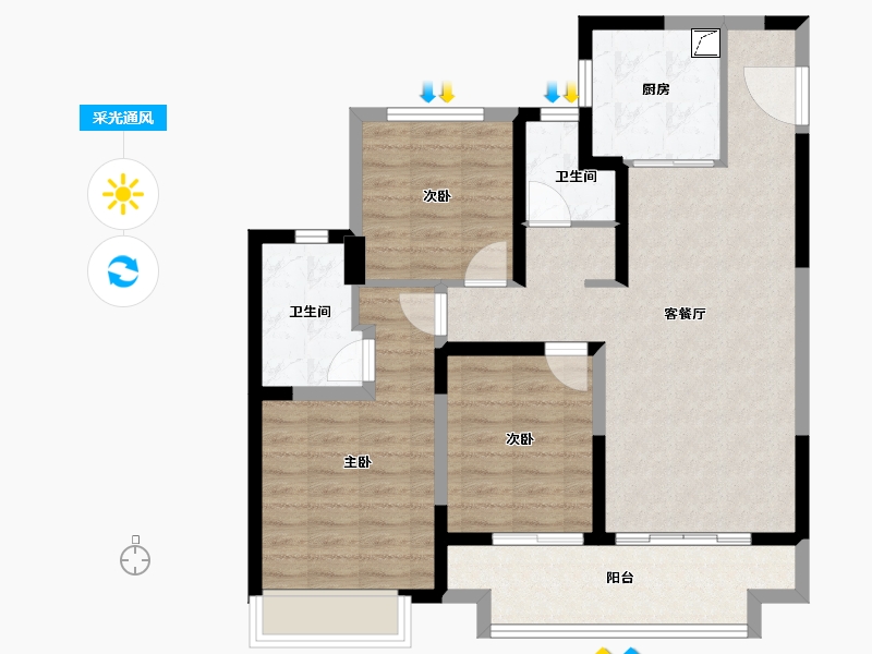 江苏省-苏州市-建发·御璟湾-87.11-户型库-采光通风