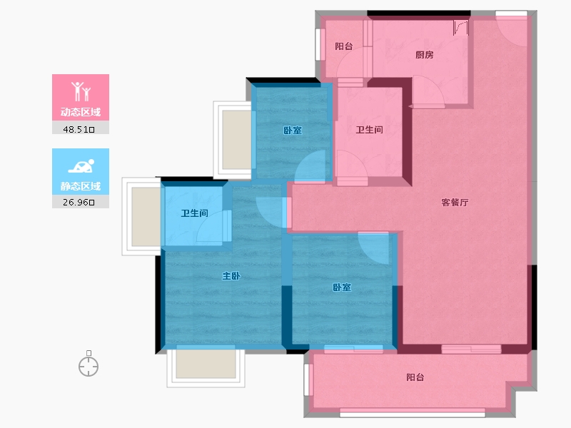 广东省-深圳市-牧云溪谷·和悦府-65.90-户型库-动静分区