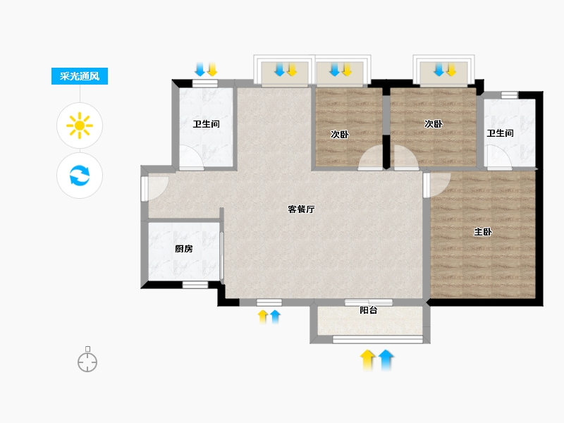 广东省-深圳市-招商华润·玺悦台-88.00-户型库-采光通风