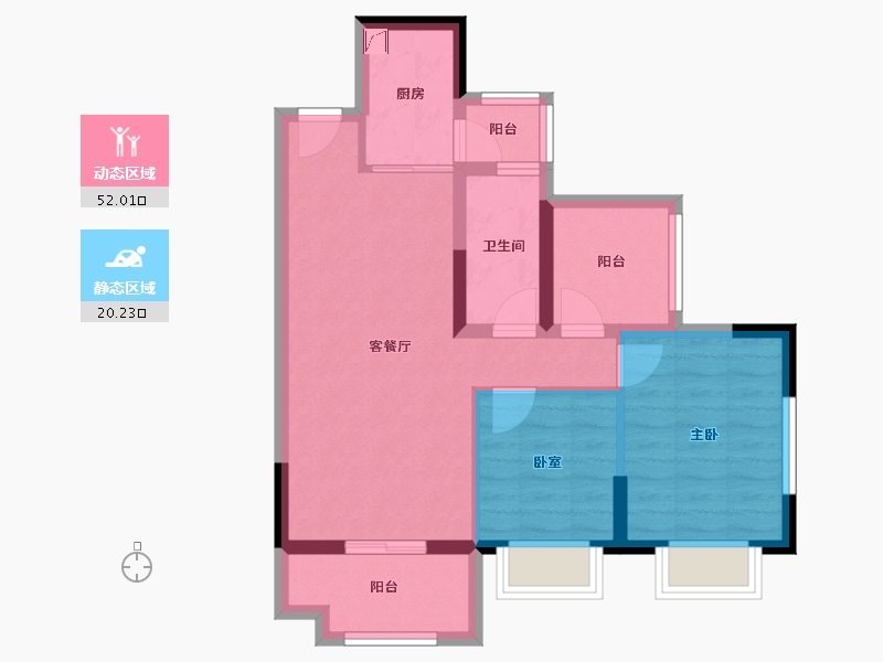 广东省-深圳市-牧云溪谷·和悦府-63.53-户型库-动静分区