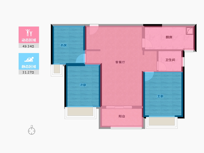 河南省-郑州市-融信奥体世纪-71.20-户型库-动静分区