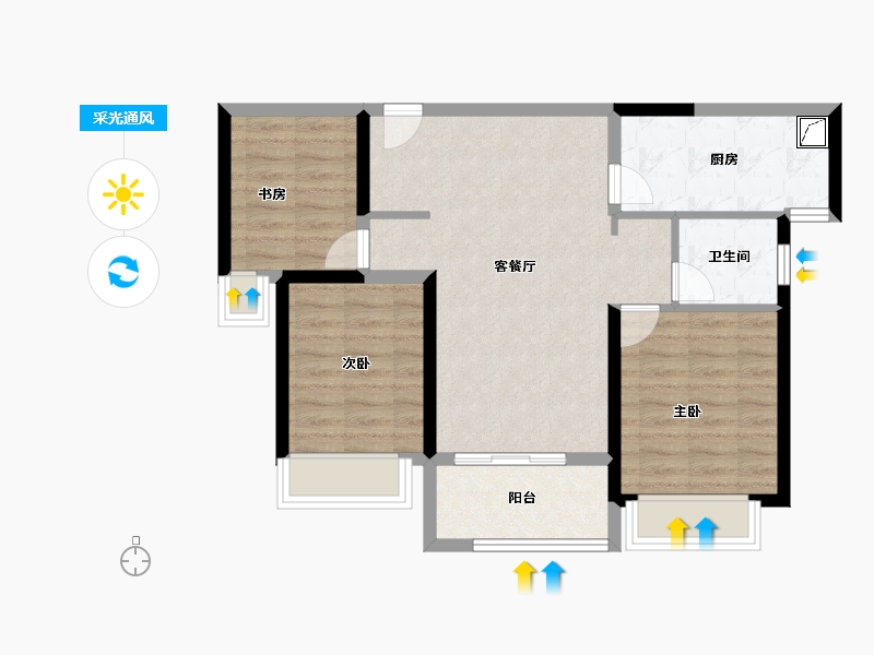 河南省-郑州市-融信奥体世纪-71.20-户型库-采光通风