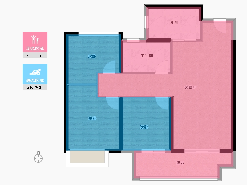 河南省-郑州市-融创御湖宸院-74.40-户型库-动静分区