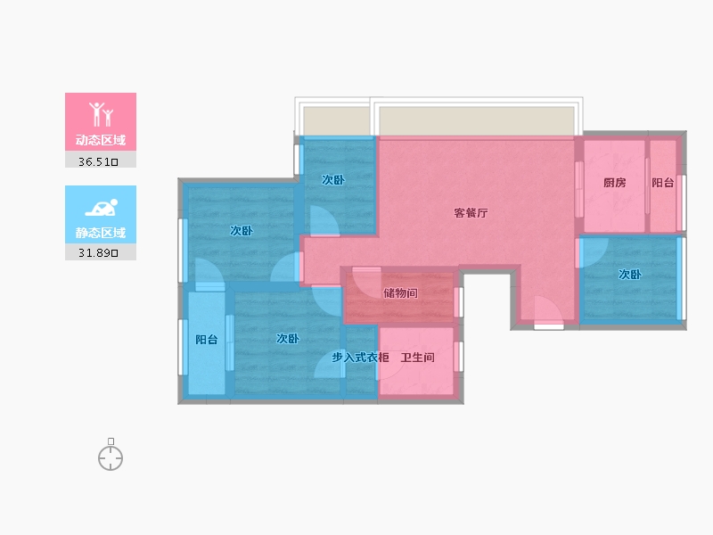 上海-上海市-愚园路744弄-60.10-户型库-动静分区