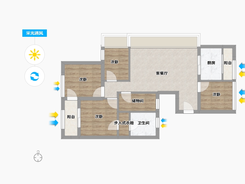 上海-上海市-愚园路744弄-60.10-户型库-采光通风