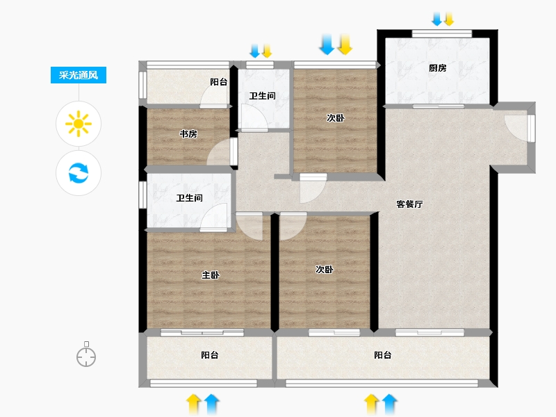 河南省-郑州市-融信奥体世纪-102.40-户型库-采光通风