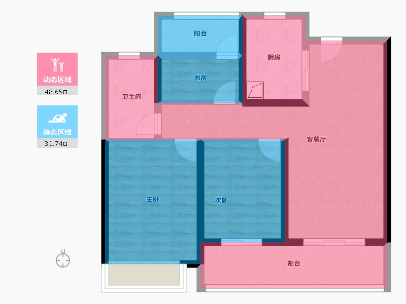 河南省-郑州市-融信奥体世纪-70.40-户型库-动静分区