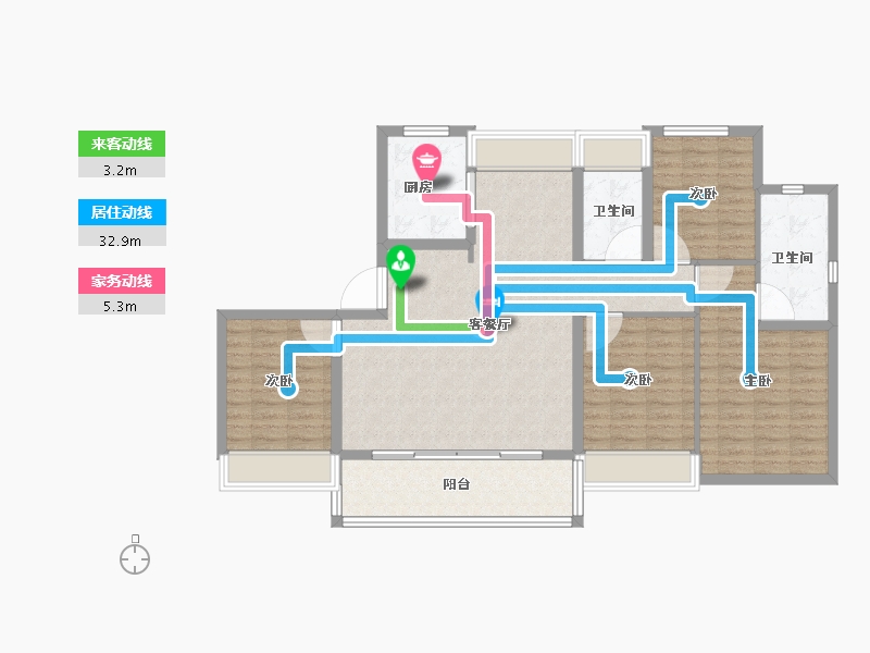 江苏省-苏州市-万科·锦上和风华苑-116.01-户型库-动静线