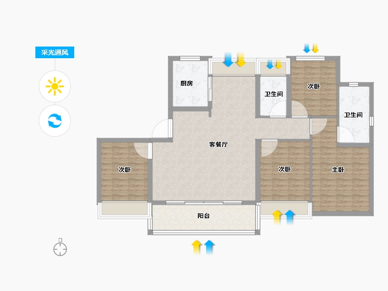 江苏省-苏州市-万科·锦上和风华苑-116.01-户型库-采光通风