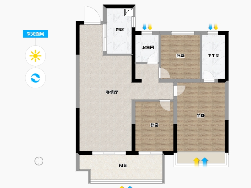 河南省-郑州市-正商智慧城-90.00-户型库-采光通风