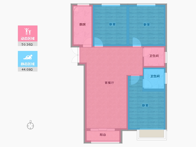 河南省-郑州市-宜居·小乔书苑-84.00-户型库-动静分区