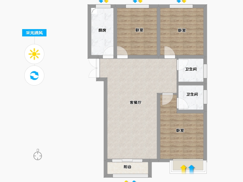 河南省-郑州市-宜居·小乔书苑-84.00-户型库-采光通风