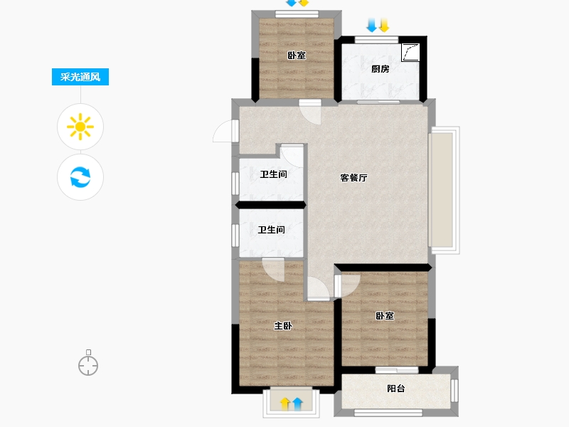 浙江省-绍兴市-融信观河盛世府-89.47-户型库-采光通风