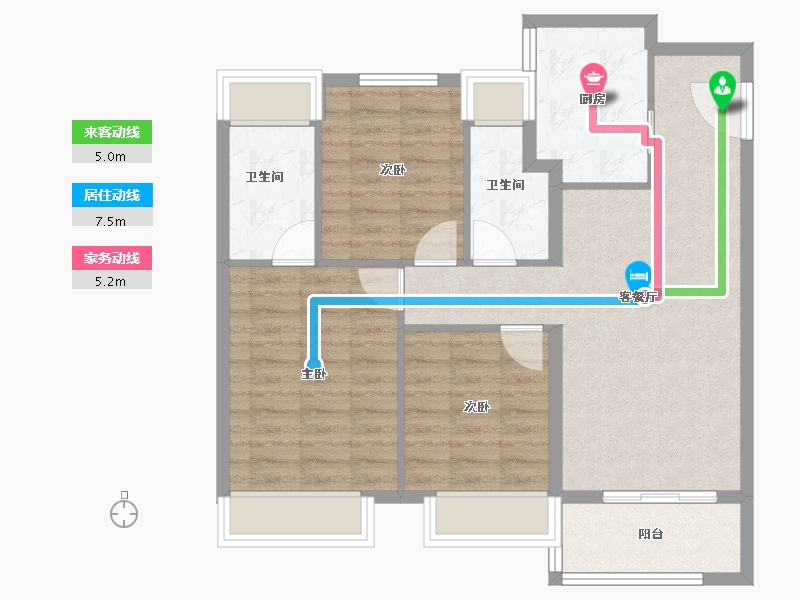 江苏省-苏州市-四季星光璟园​-80.00-户型库-动静线