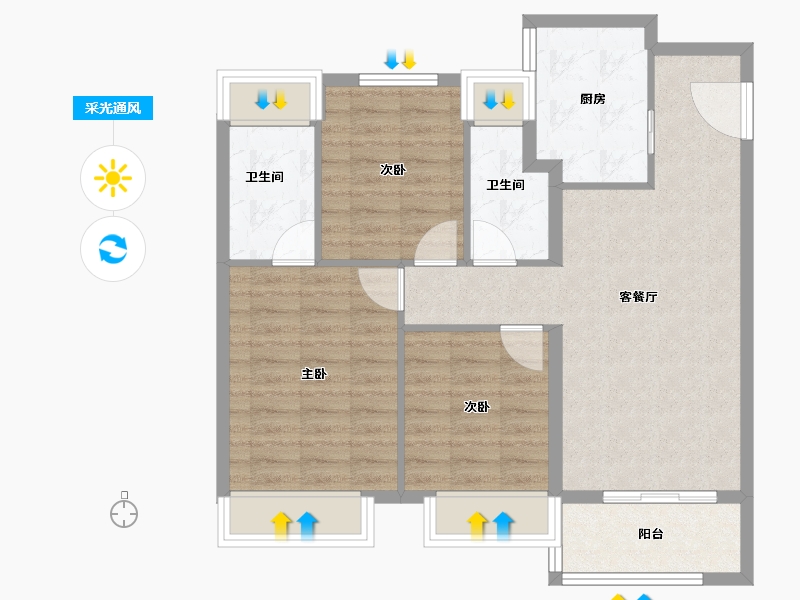 江苏省-苏州市-四季星光璟园​-80.00-户型库-采光通风