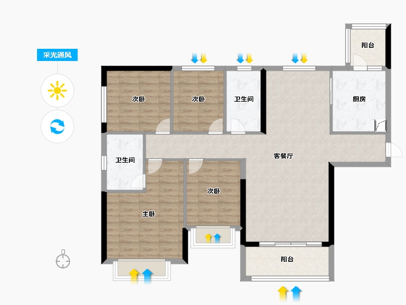 河南省-郑州市-郑州恒大林溪郡-109.40-户型库-采光通风