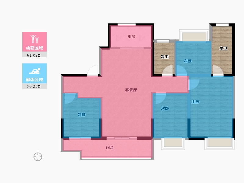 江苏省-苏州市-保利湖畔云上-111.87-户型库-动静分区