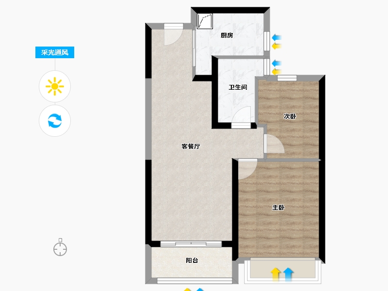 河南省-郑州市-裕华城-62.40-户型库-采光通风